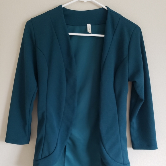 Dark Green Buttonless Blazer - Picture 1 of 2